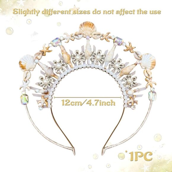 Double Layer Headband Conch Shell Metal Crown Accessory for Women